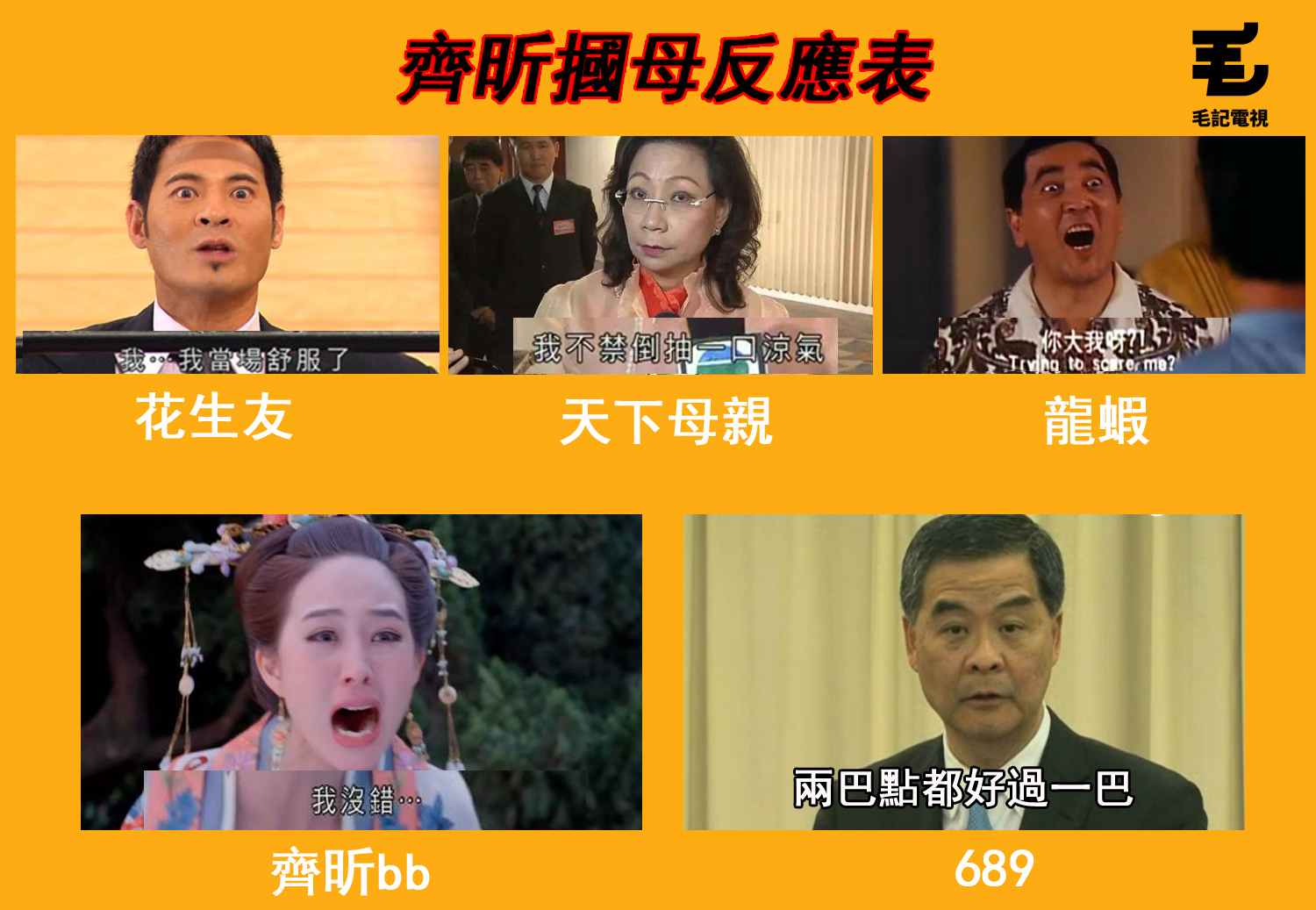 ​原圖：蘋果日報、TVB截圖、政府新聞處、香港網絡大典