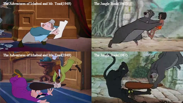 圖片來源: The Adventures of Ichabod and Mr. Toad截圖 (左); The Jungle Book截圖(右)