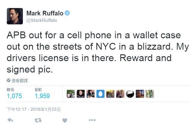 圖片來源：markruffalo/twitter